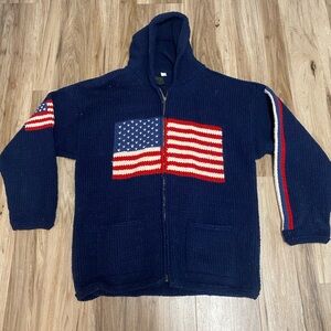 ECUADOR ARTESANIA CORZANA WOOL HANDMADE SWEATER AMERICA CARDIGAN WOMEN SZ XL